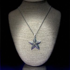 Lucky Brand Silver with Gold Accent Starfish Seastar Nautical Necklace 32” Chain